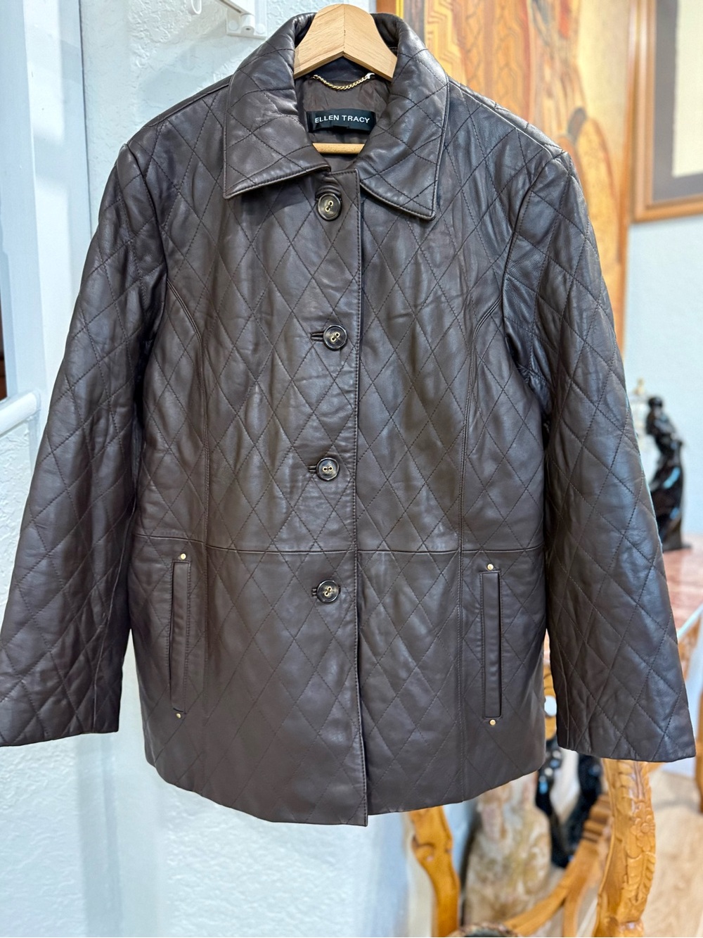 Ellen Tracy Diamond Quilted
Leather Jacket
